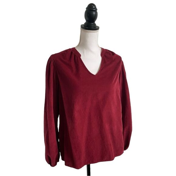 Time and Tru Puff Sleeve Corduroy Tunic Top Rich Red Women’s Size Medium - Picture 4 of 9